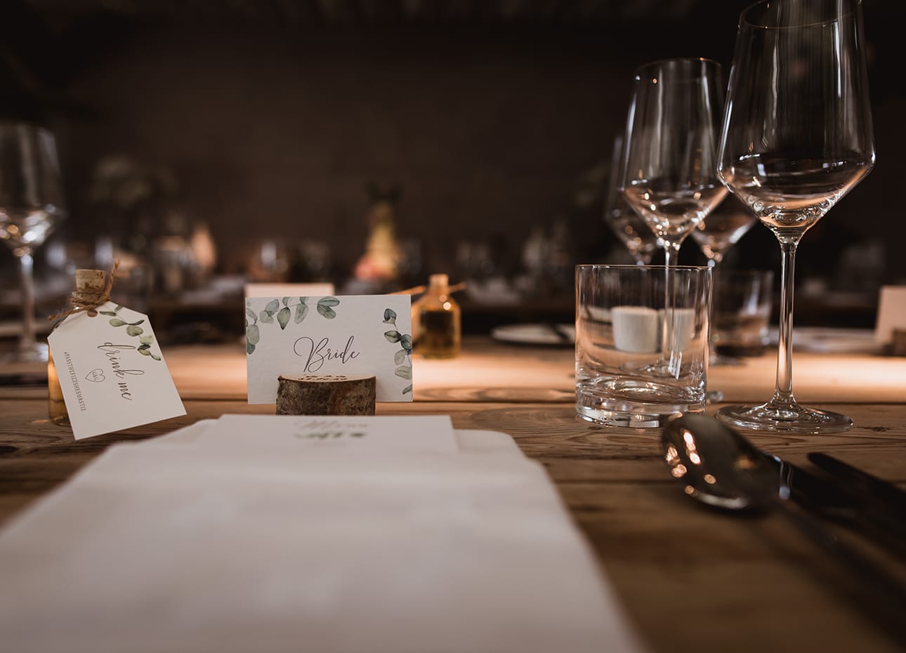 Beautiful table setting at wedding breakfast