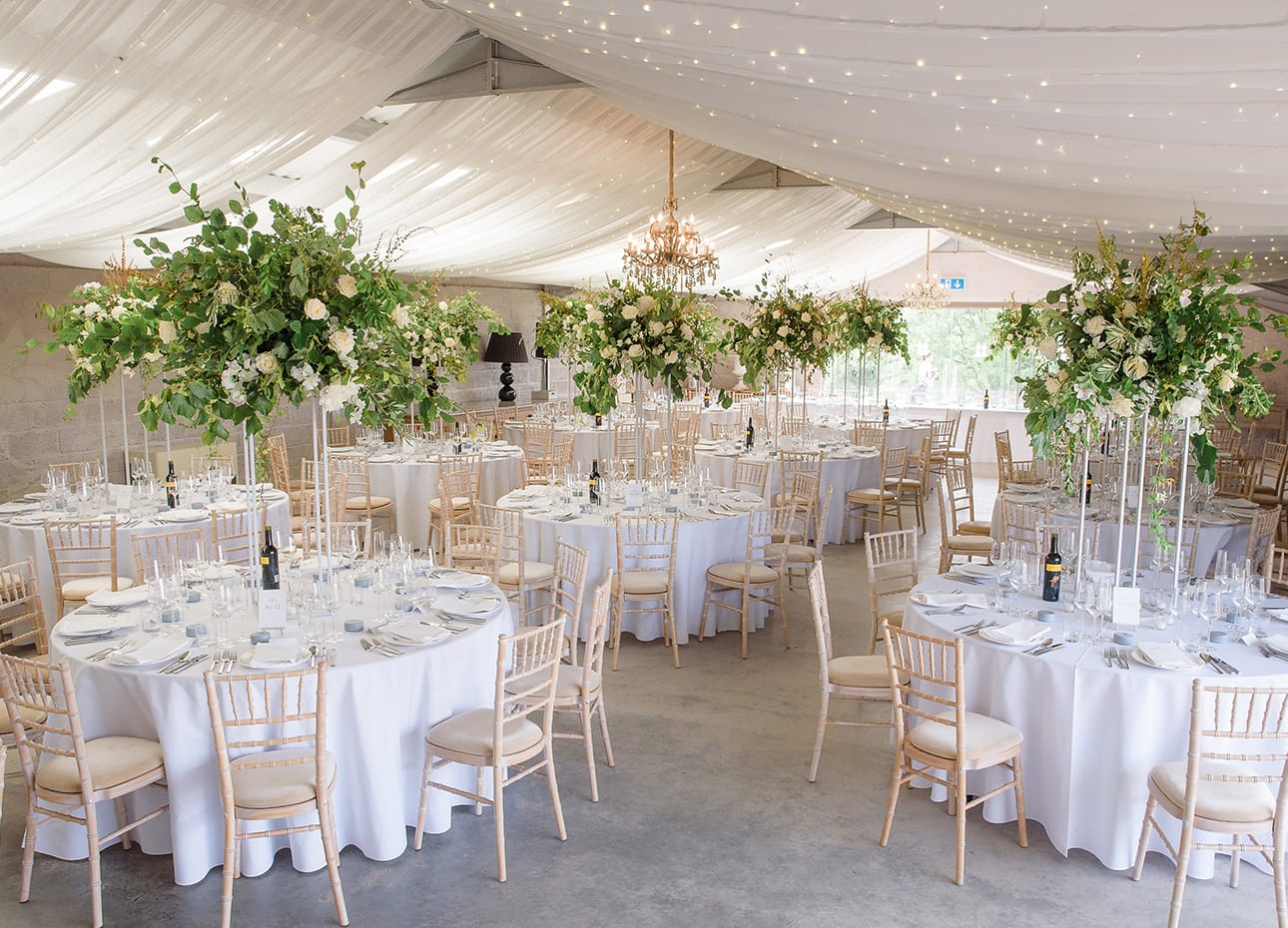 Round tables for wedding breakfast