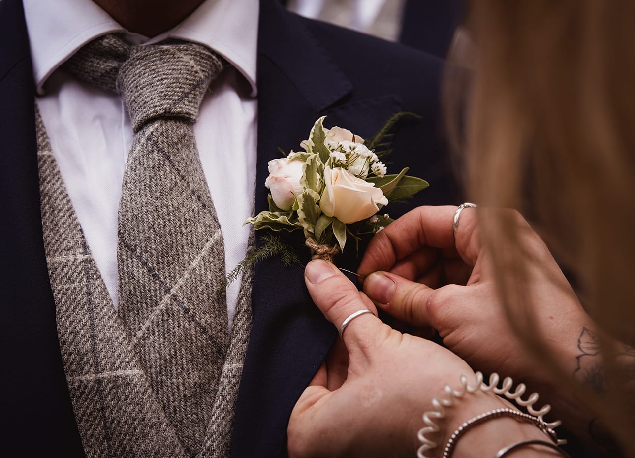 Floral pin onto a lapel