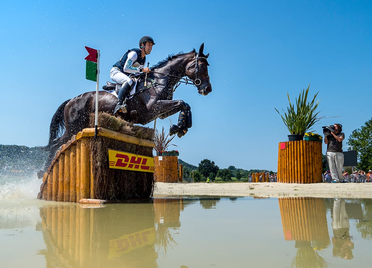 Chris jumping a water feature