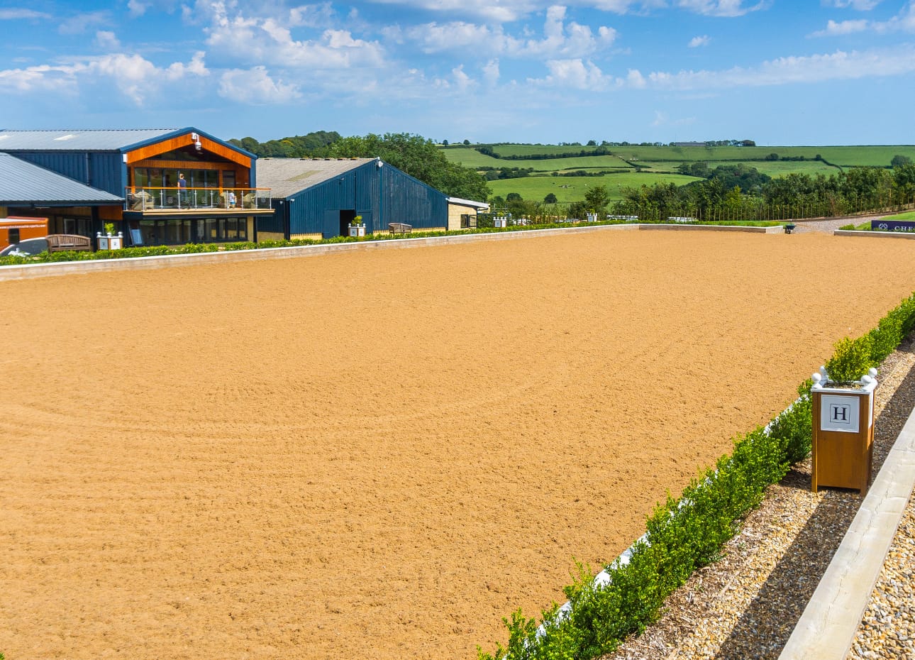 Arena in front of boardroom at Chedington Equestrian