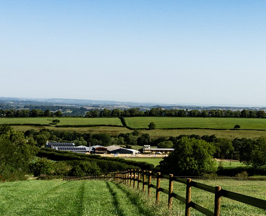 A view down to Lower Chapel Marsh Farm - home of Chedington Equestrian